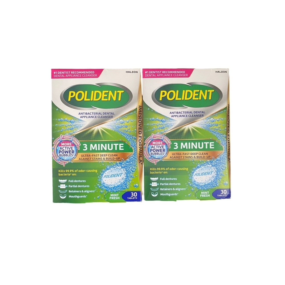Polident 3 Minute Dental Appliance Cleanser‎ 60ct Mint Fresh New Exp 2028 Bundle